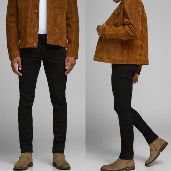 Jack & Jones Stretch Slim Glenn Fit Black Denim Jeans Mens Size 28 x 32 Pant NEW - Picture 1 of 15